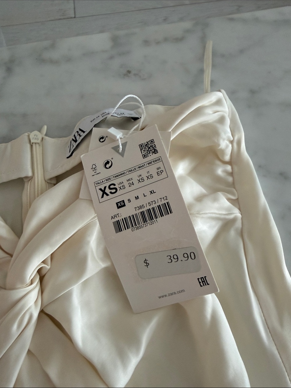 Zara Cream Satin Like Twist-Front Maxi Skirt - Picture 4 of 8